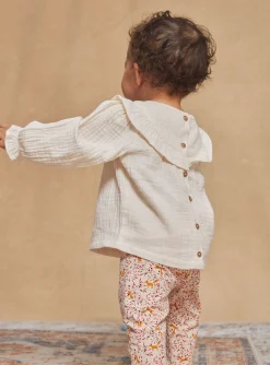Sergent Major T-shirt & Blouse-Chemisier &eacute;cru &agrave; volants en double gaze de coton