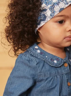 Sergent Major T-shirt & Blouse-Chemisier en jean bleu &agrave; col volant&eacute;