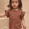 Sergent Major T-shirt & Blouse-Chemisier fluide marron chocolat avec broderies