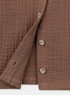 Sergent Major T-shirt & Blouse-Chemisier fluide marron chocolat avec broderies