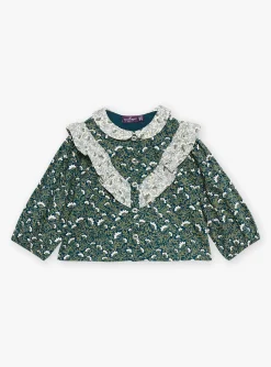 Sergent Major T-shirt & Blouse-Chemisier vert &eacute;meraude &agrave; imprim&eacute; fleuri