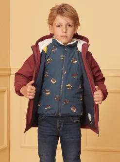 Sergent Major Manteau, Parka & Veste-Ciré Bordeau 3 en 1