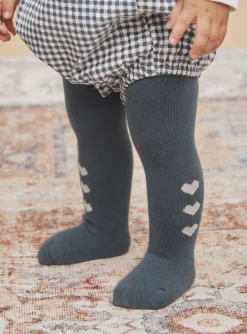 Sergent Major Chaussettes & Collant-Collant bleu ardoise à motifs coeurs