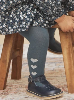 Sergent Major Chaussettes & Collant-Collant bleu ardoise &agrave; motifs coeurs