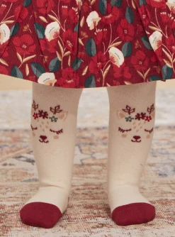 Sergent Major Chaussettes & Collant-Collant écru à jacquard tête d'animal