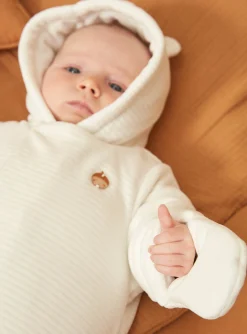 Sergent Major Pilote-Combi-pilote &eacute;crue en velours c&ocirc;tel&eacute; &agrave; capuche