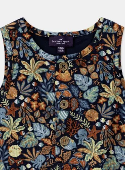Sergent Major Ensemble, Combinaison & Salopette-Combishort en popeline bleu marine à imprimé poisson et feuilles multicolores