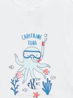 Sergent Major Ensemble, Combinaison & Salopette-Combishort en popeline bleu marine à imprimé poisson et feuilles multicolores