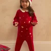 Sergent Major Pyjama & Grenouillère-Dors-bien en velours avec bonnet de No&euml;l