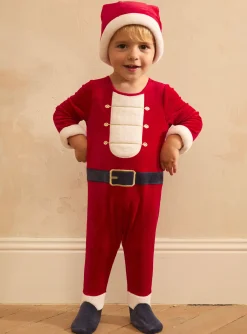 Sergent Major Pyjama & Grenouillère-Dors-bien en velours avec bonnet de Noël