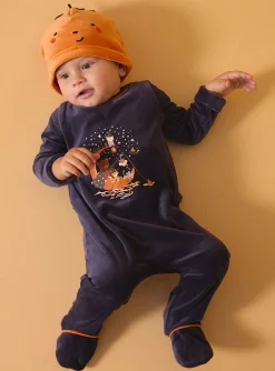Sergent Major Pyjama & Grenouillère-Dors-bien en velours avec bonnet