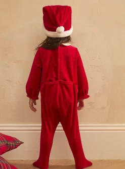 Sergent Major Pyjama & Grenouillère-Dors-bien en velours avec bonnet de No&euml;l