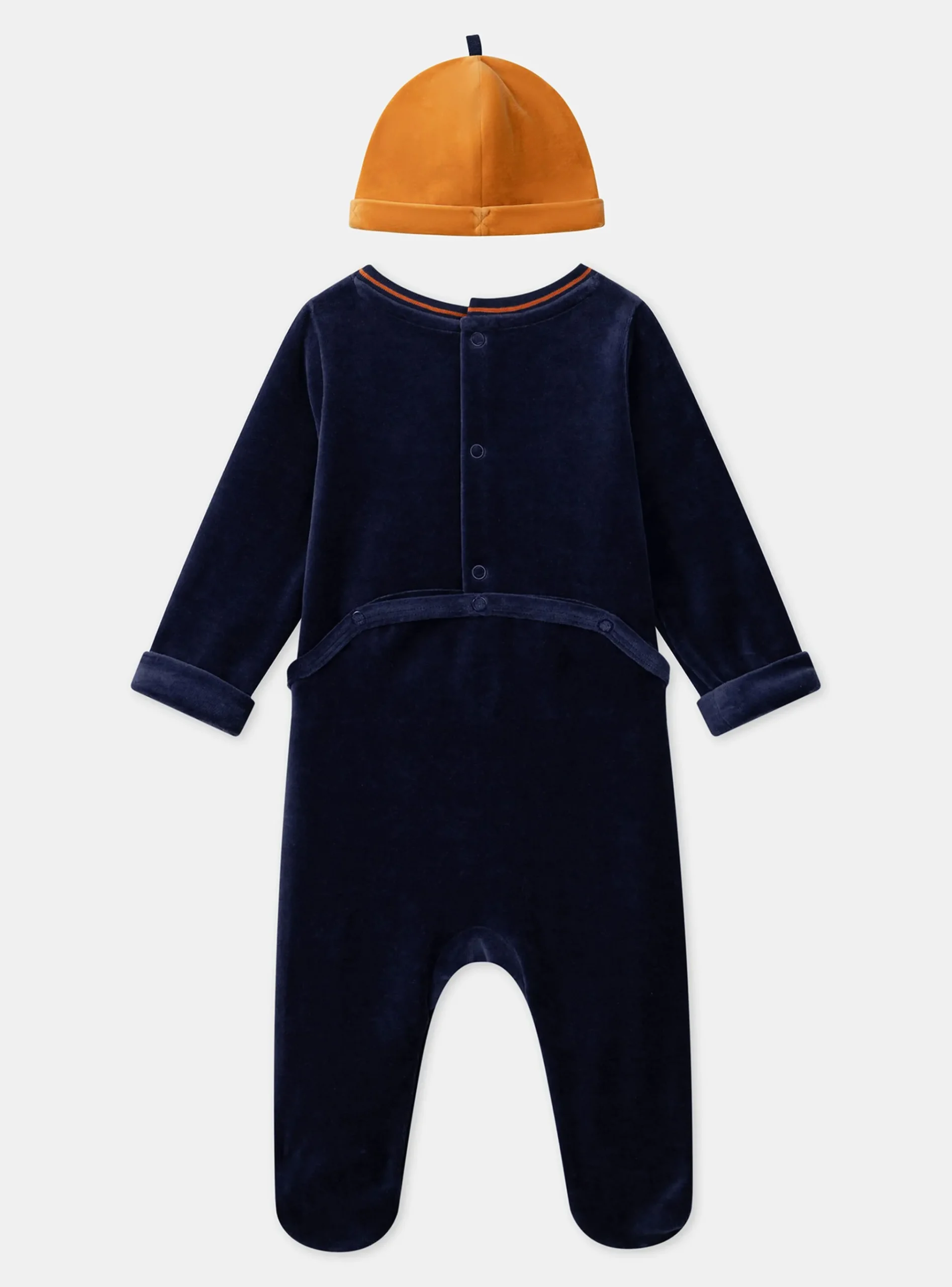 Sergent Major Pyjama & Grenouillère-Dors-bien en velours avec bonnet