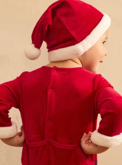 Sergent Major Pyjama & Grenouillère-Dors-bien en velours avec bonnet de Noël