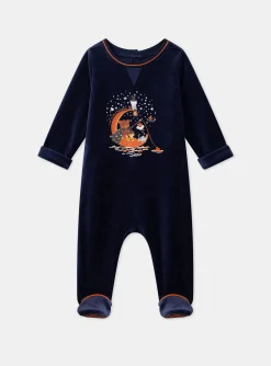 Sergent Major Pyjama & Grenouillère-Dors-bien en velours avec bonnet