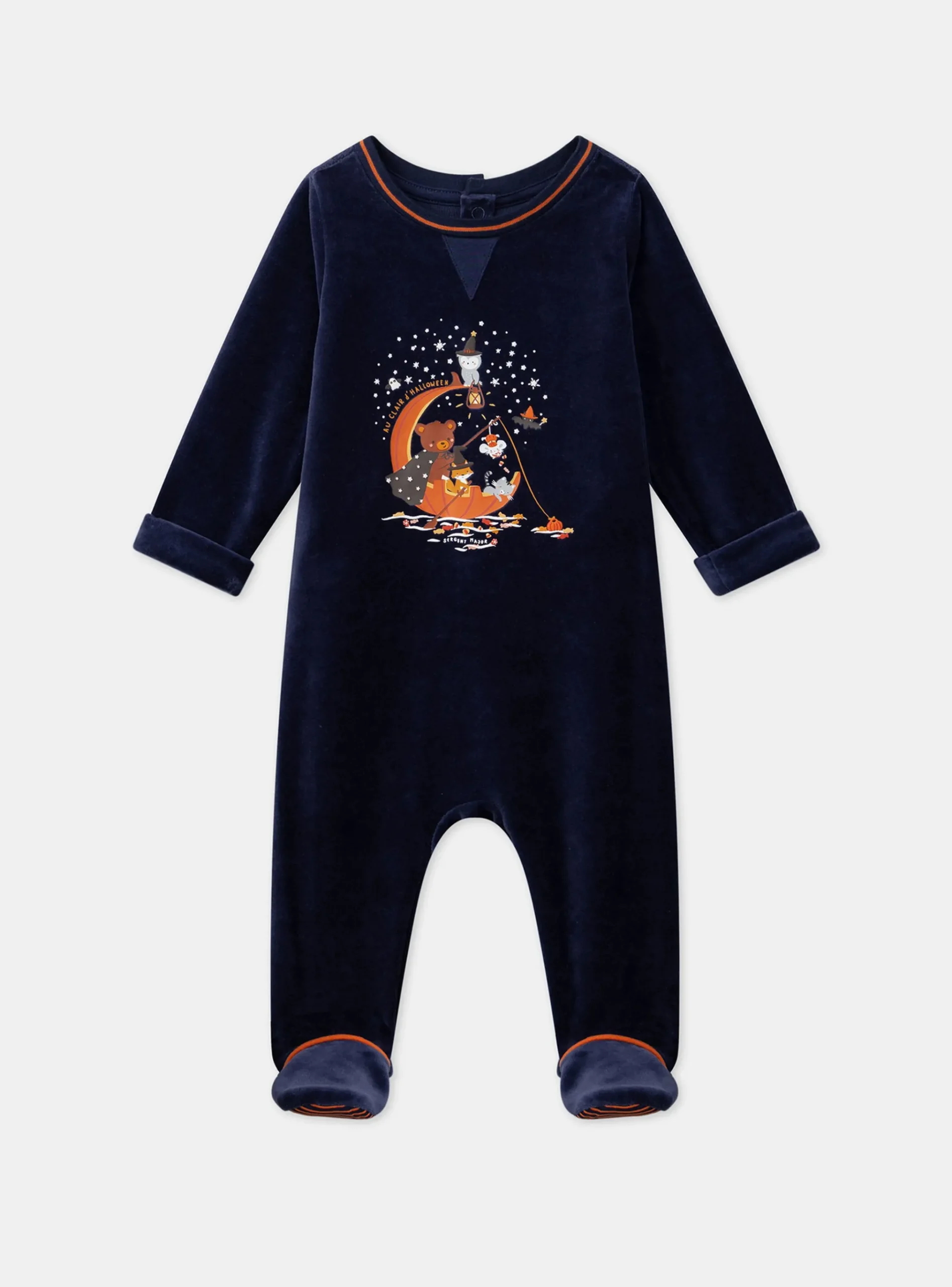Sergent Major Pyjama & Grenouillère-Dors-bien en velours avec bonnet