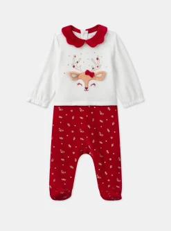 Sergent Major Pyjama & Grenouillère-Dors-bien en velours avec bandeau de No&euml;l