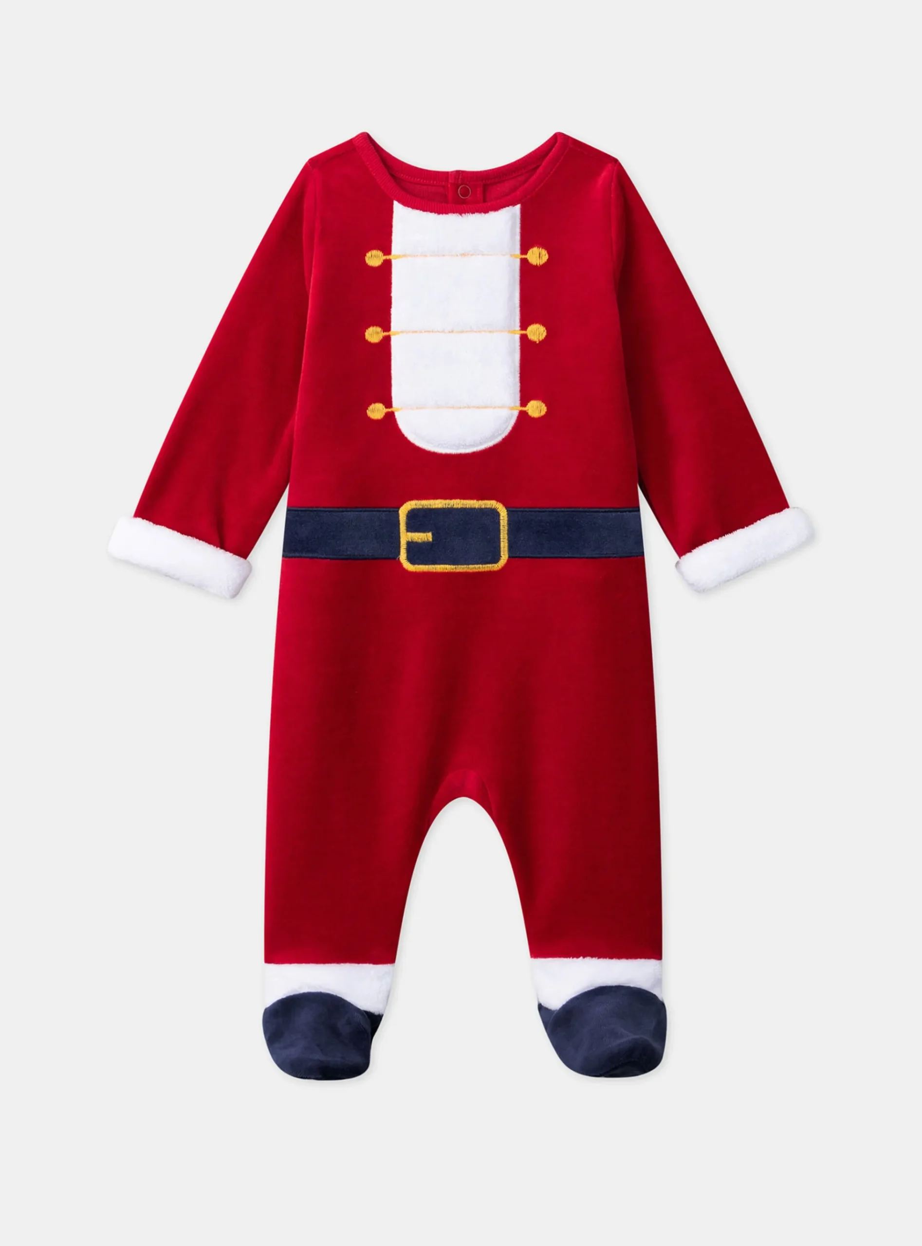 Sergent Major Pyjama & Grenouillère-Dors-bien en velours avec bonnet de Noël