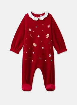 Sergent Major Pyjama & Grenouillère-Dors-bien en velours avec bonnet de Noël