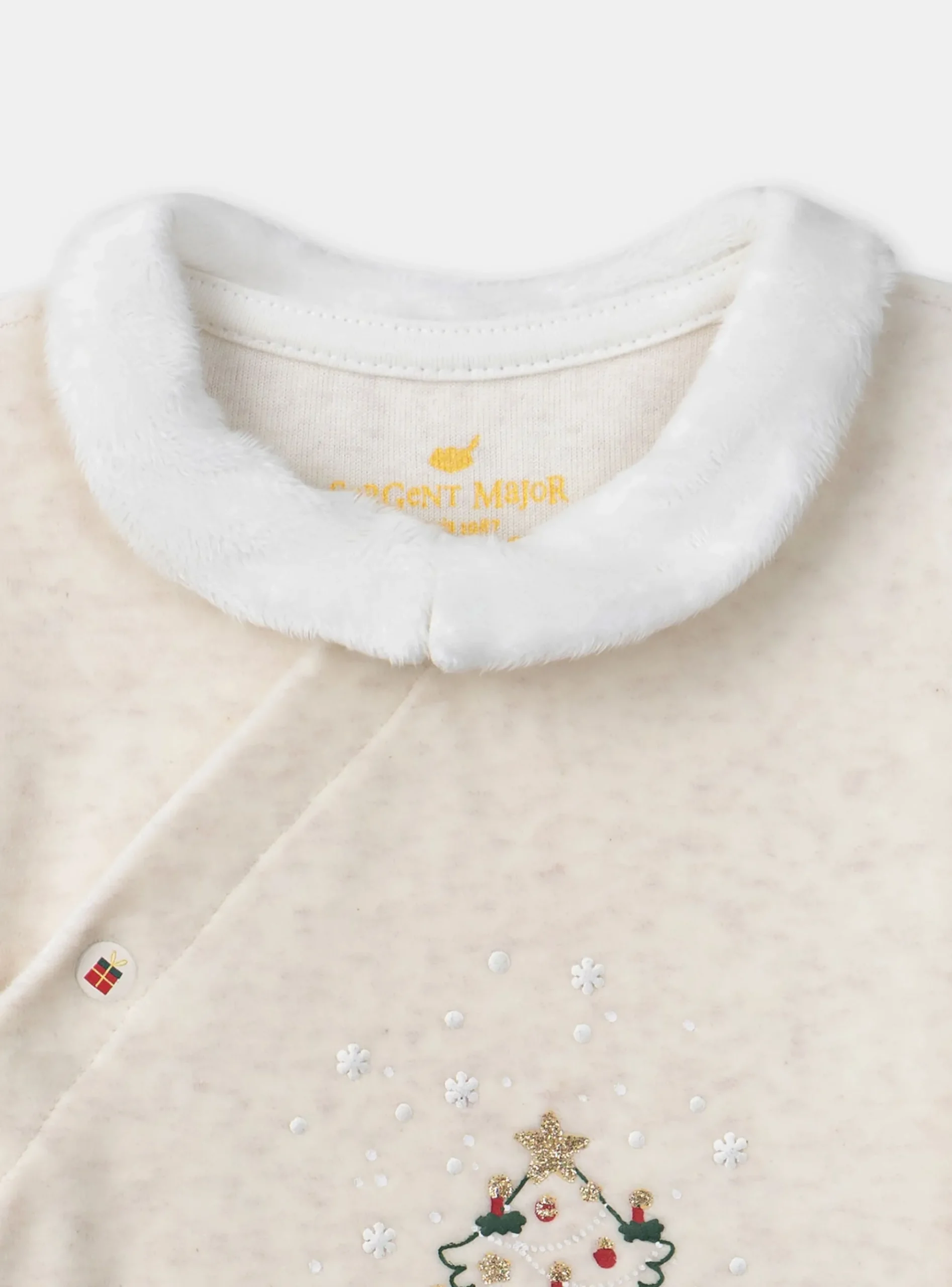 Sergent Major Pyjama & Grenouillère-Dors-bien en velours beige chiné