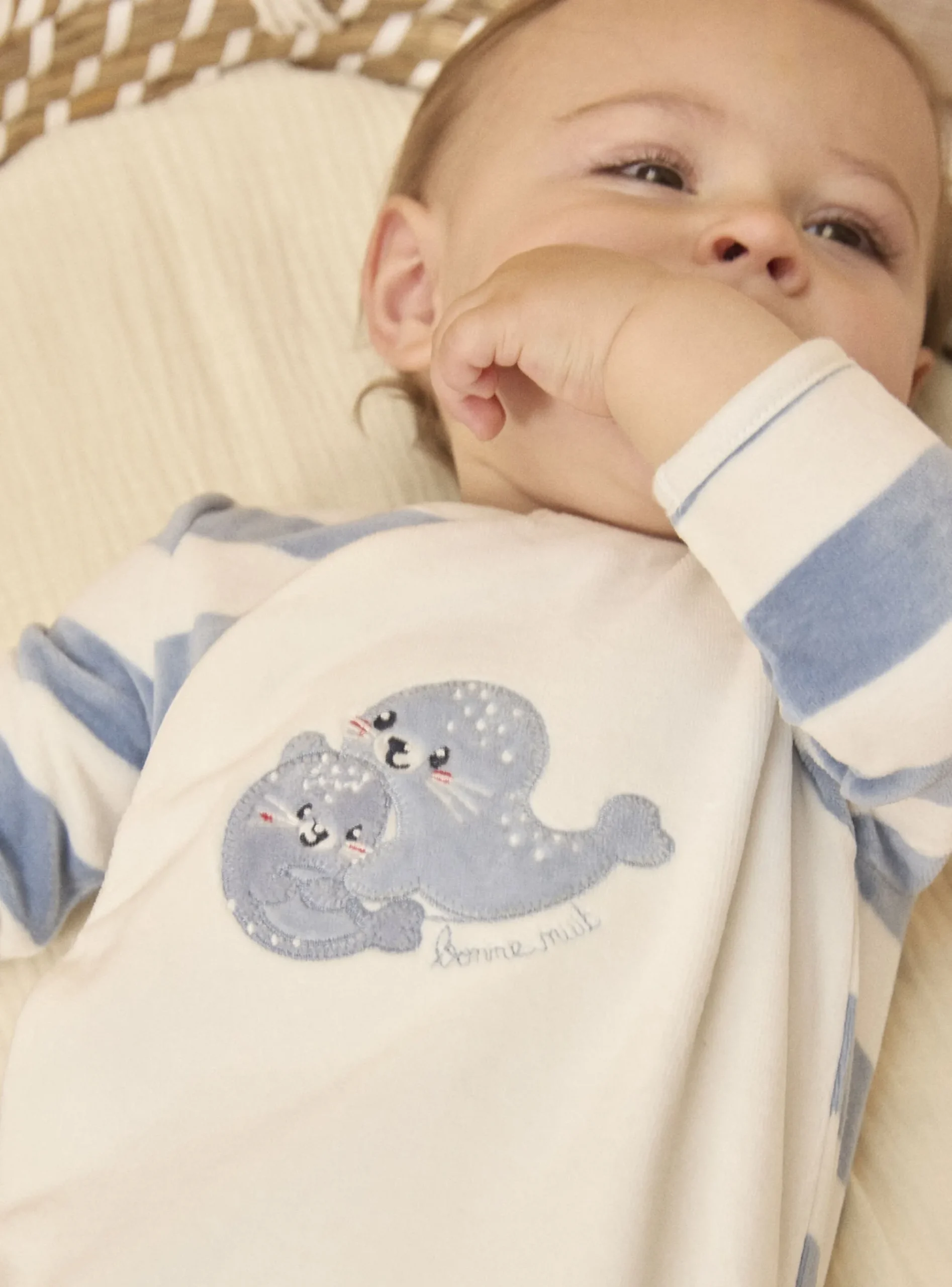 Sergent Major Pyjama & Grenouillère-Dors-bien en velours uni et rayé