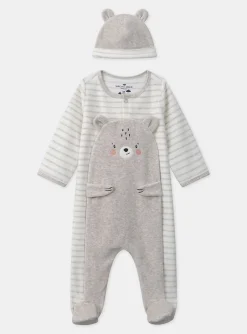 Sergent Major Pyjama & Grenouillère-Dors-bien ours avec bonnet