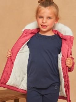 Sergent Major Manteau, Parka & Veste-Doudoune &agrave; capuche rose matelass&eacute;e