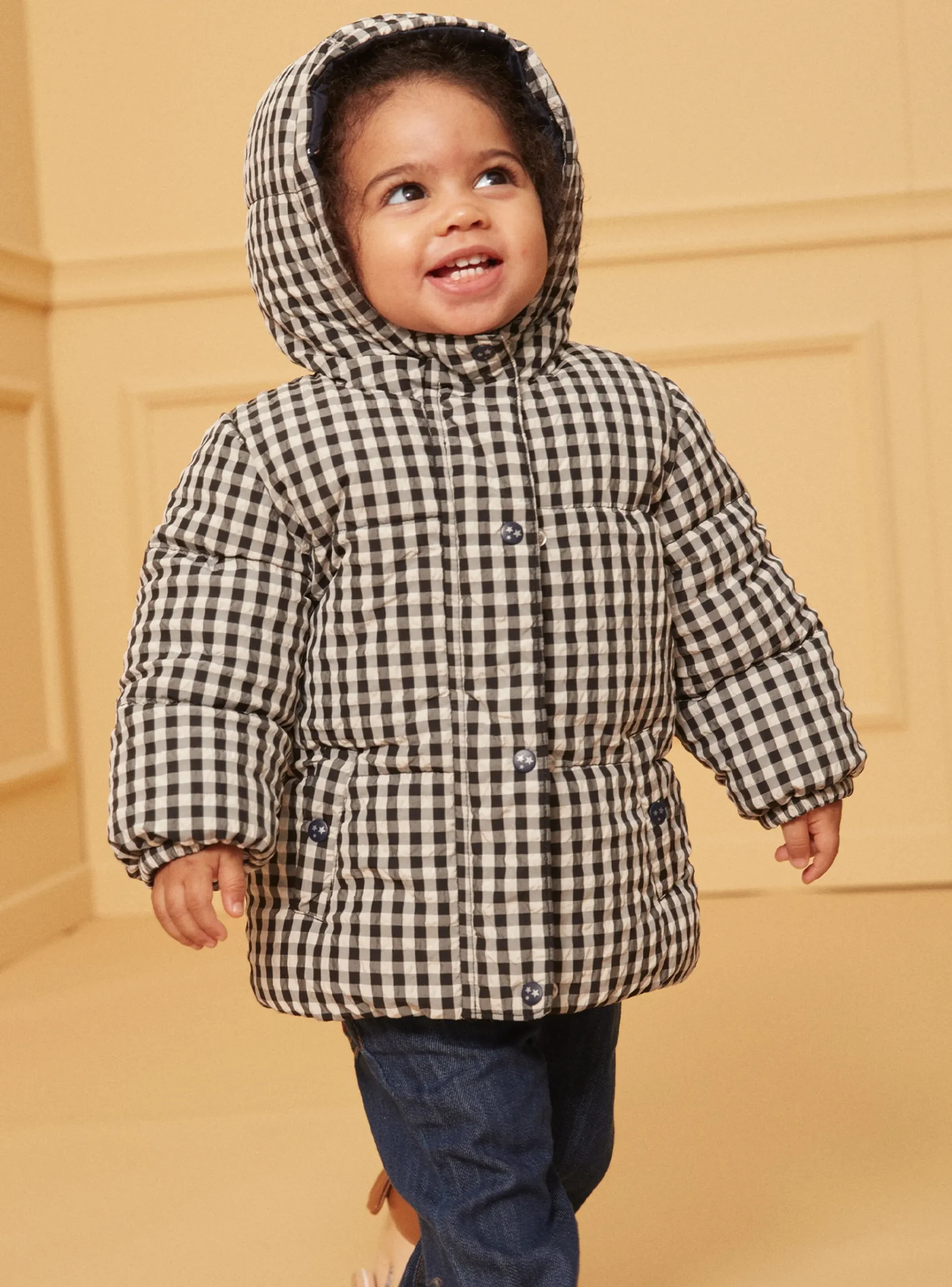 Sergent Major Manteau, Parka & Veste-Doudoune vichy réversible à capuche