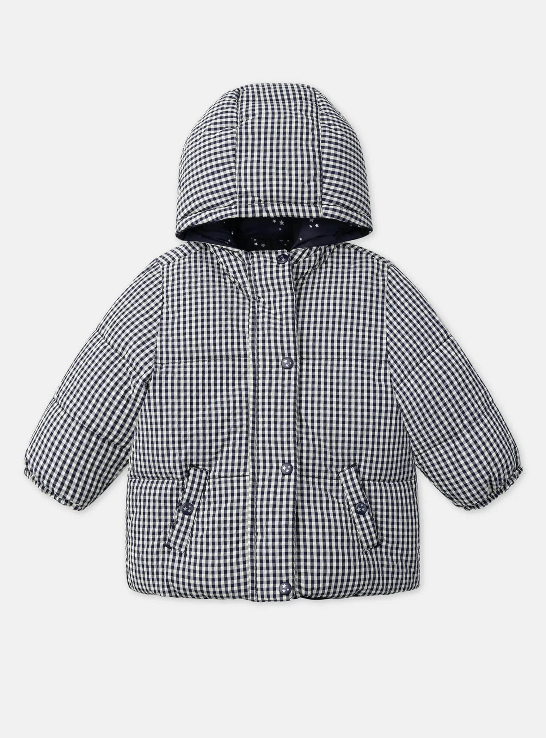 Sergent Major Manteau, Parka & Veste-Doudoune vichy réversible à capuche