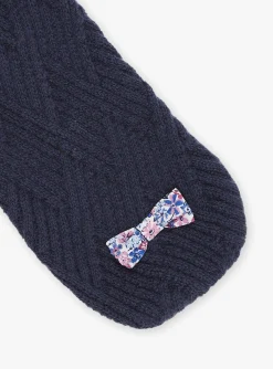 Sergent Major Bonnet, Echarpe & Gant-Echarpe bleu marine en tricot torsad&eacute;