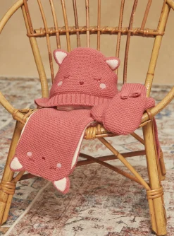 Sergent Major Bonnet, Echarpe & Gant-Echarpe rose en tricot