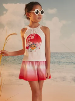 Sergent Major Maillot De Bain & Tenue De Plage-Ensemble 2 pièces écru et rouge en coton