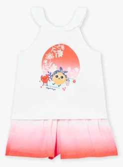 Sergent Major Maillot De Bain & Tenue De Plage-Ensemble 2 pi&egrave;ces &eacute;cru et rouge en coton