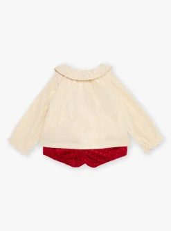 Sergent Major Ensemble, Combinaison & Salopette-Ensemble blouse et short en velours dor&eacute; et rouge