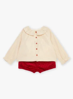 Sergent Major Ensemble, Combinaison & Salopette-Ensemble blouse et short en velours dor&eacute; et rouge