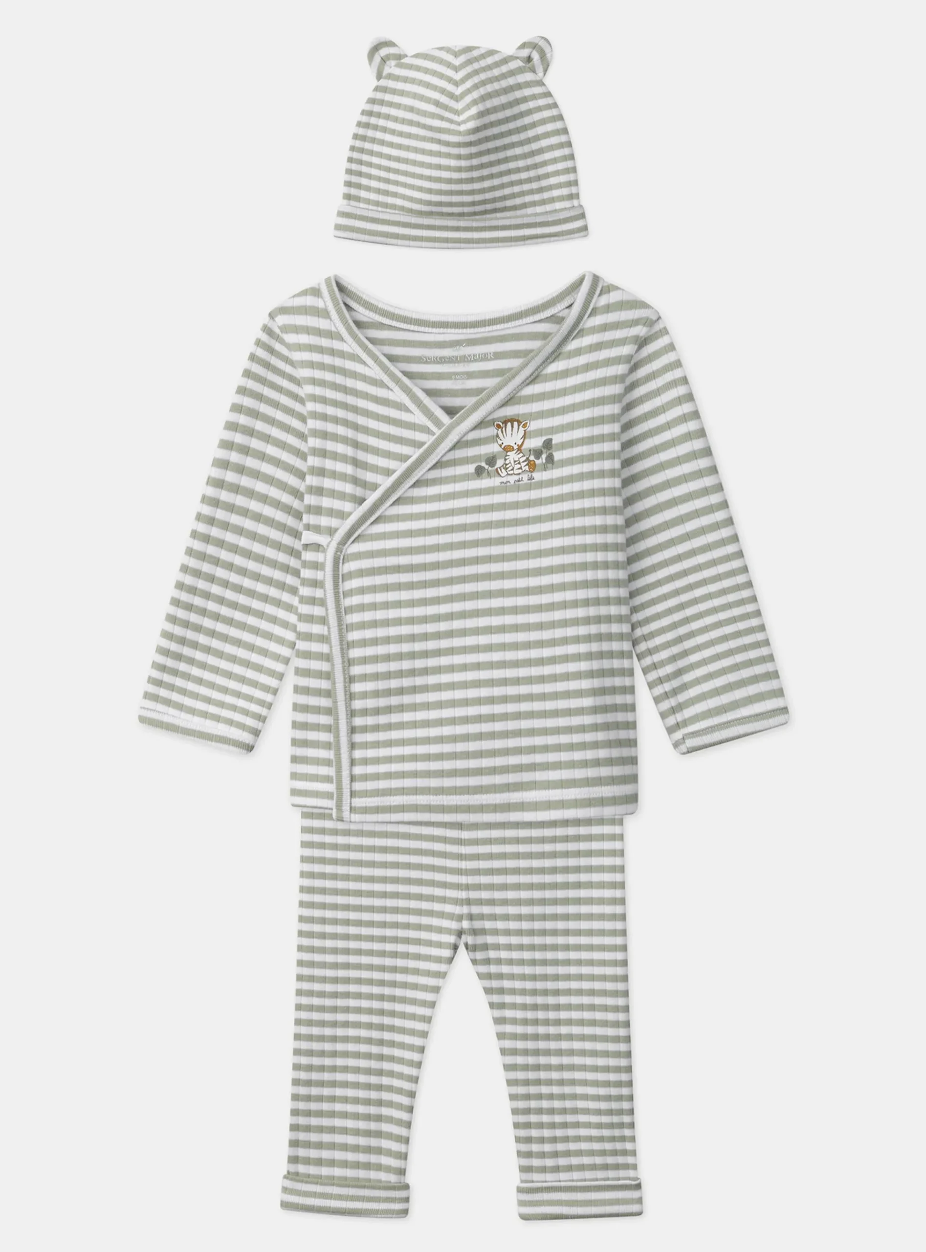 Sergent Major Tenues & Ensembles-Ensemble de naissance en côtes plates haut + pantalon + bonnet