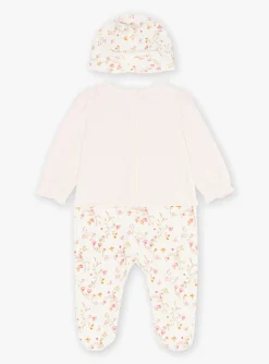 Sergent Major Pyjama & Grenouillère-Ensemble dors-bien et bonnet rose &agrave; imprim&eacute; fleuri