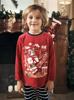 Sergent Major Pyjama-Ensemble pyjama de No&euml;l rouge et bleu marine en velours
