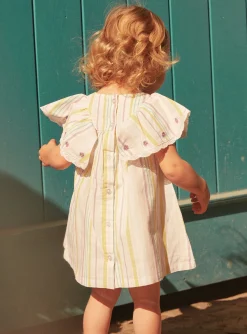 Sergent Major Robe-Ensemble robe et bloomer &eacute;cru &agrave; imprim&eacute; &agrave; rayures en popeline