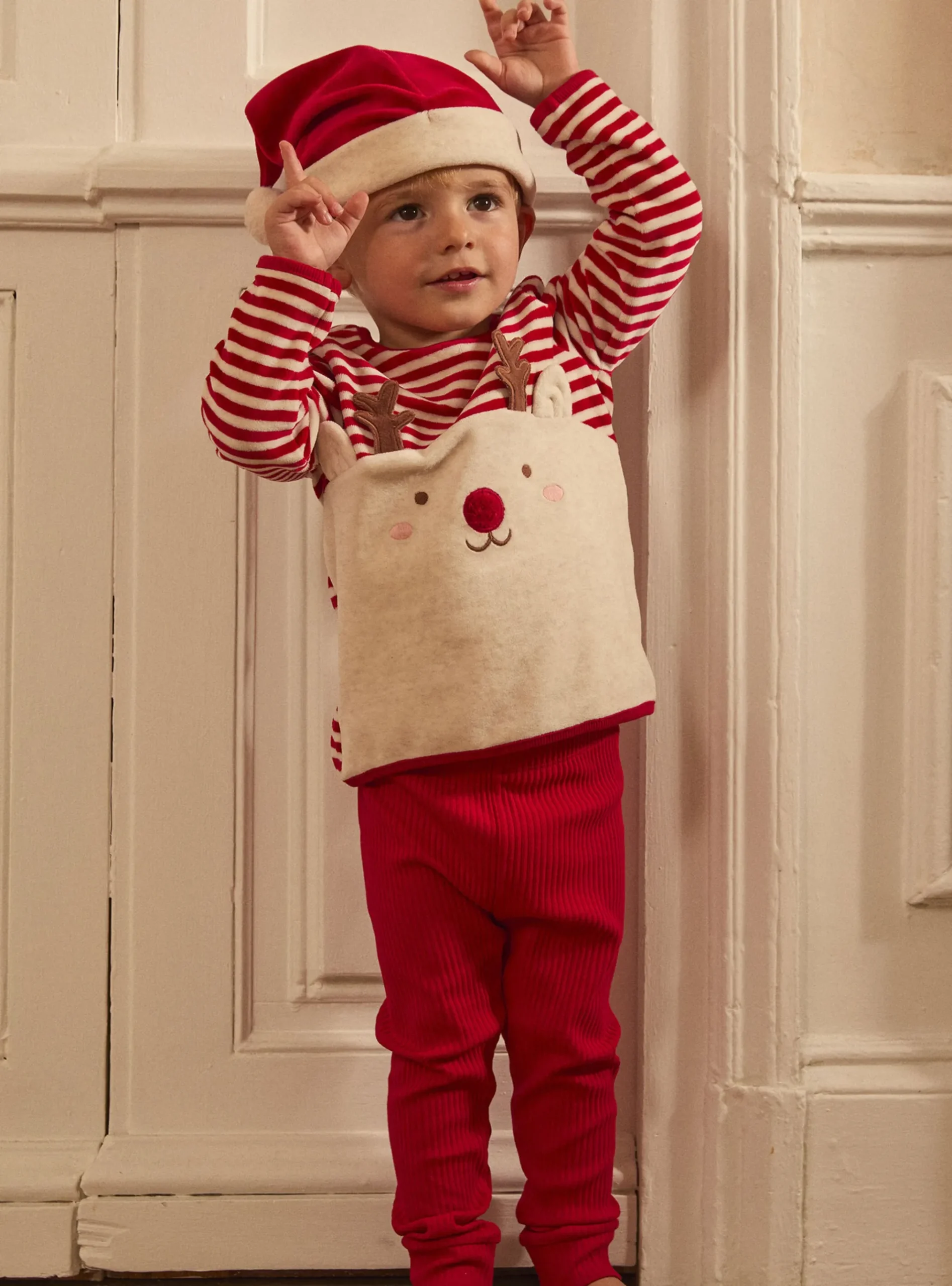 Sergent Major Ensemble, Combinaison & Salopette | Pyjama & Grenouillère-Ensemble sweat et legging avec bonnet rêne de Noël