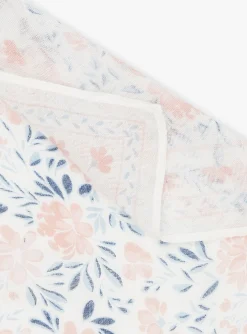 Sergent Major Bonnet, Echarpe & Gant-Foulard &eacute;cru et rose &agrave; imprim&eacute; fleuri