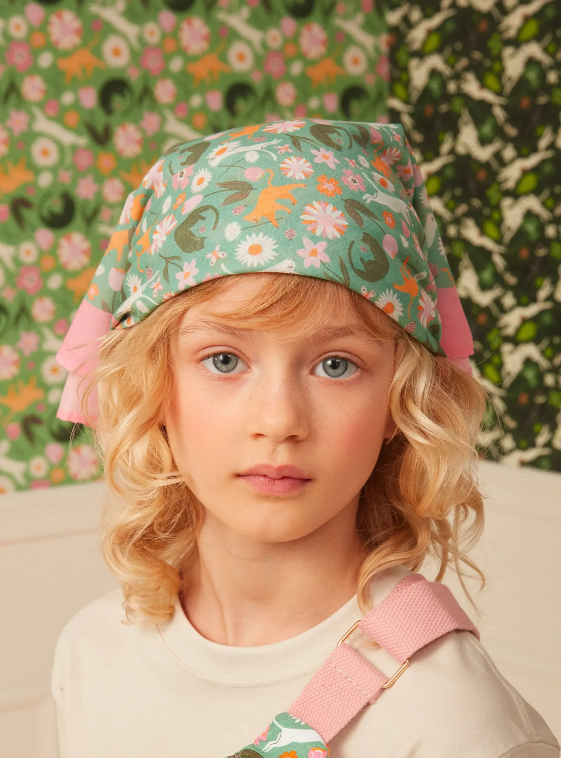 Sergent Major Chapeau & Foulard | Bonnet, Echarpe & Gants-Foulard imprimé chats et fleurs