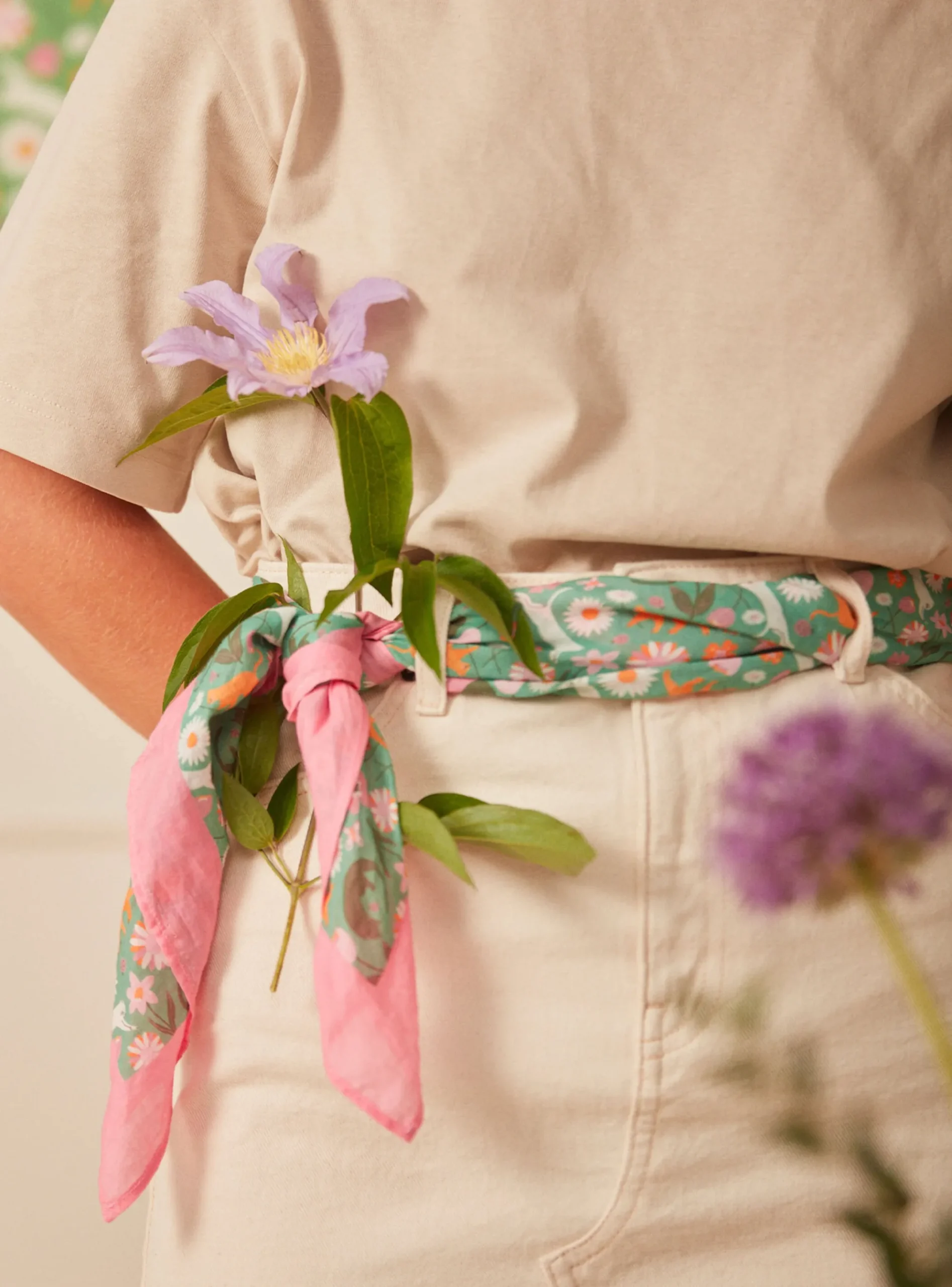 Sergent Major Chapeau & Foulard | Bonnet, Echarpe & Gants-Foulard imprimé chats et fleurs