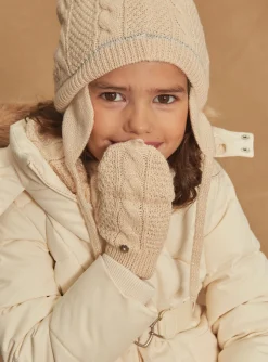 Sergent Major Bonnet, Echarpe & Gants-Gants beige en tricot