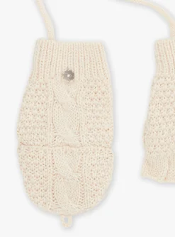 Sergent Major Bonnet, Echarpe & Gants-Gants beige en tricot