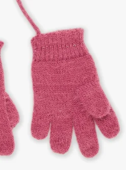 Sergent Major Bonnet, Echarpe & Gants-Gants rose en tricot
