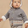 Sergent Major Pull, Gilet & Cardigan-Gilet &agrave; capuche gris moyen en tricot