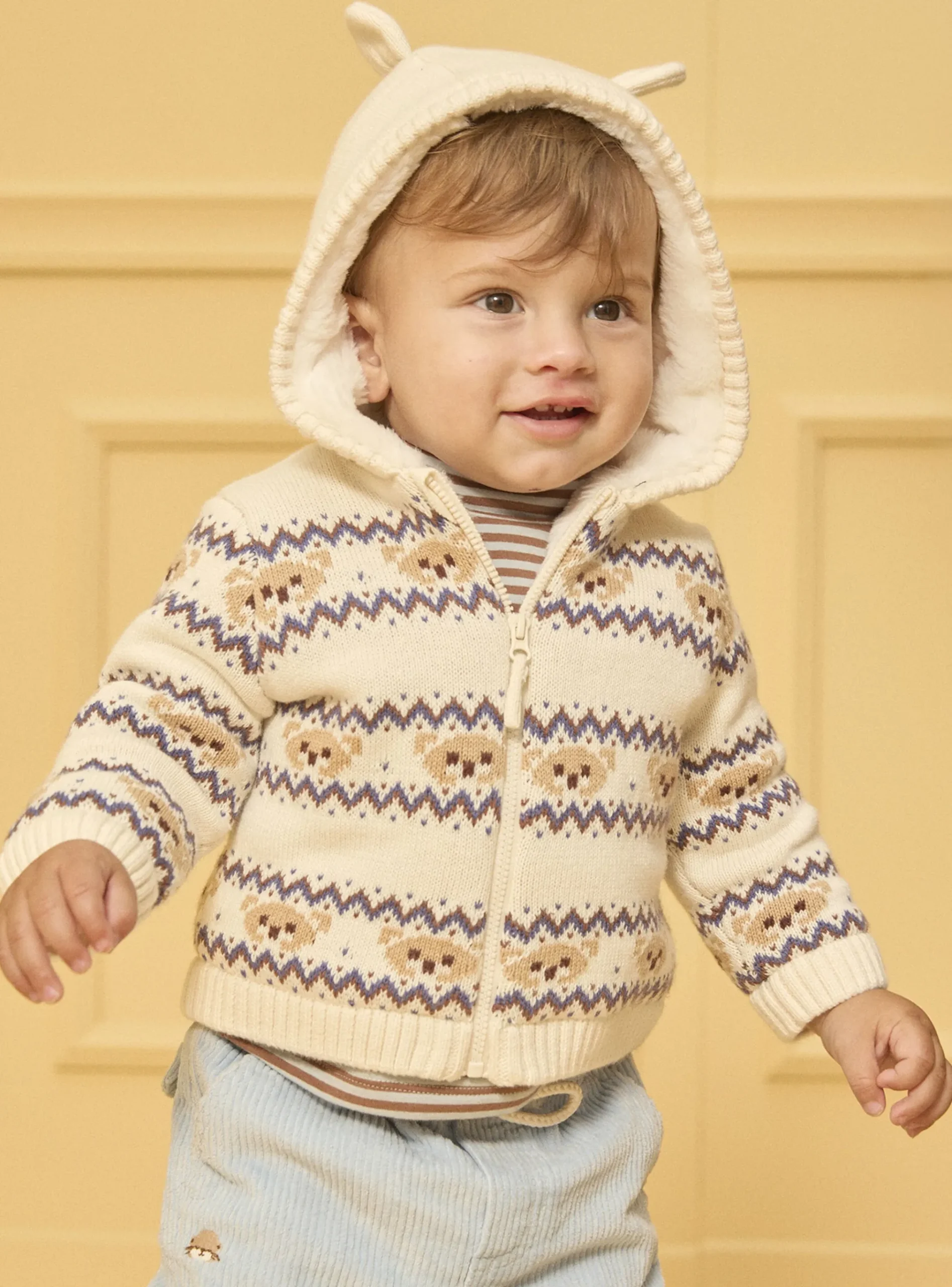 Sergent Major Pull, Gilet & Cardigan-Gilet à capuche jacquard animaux
