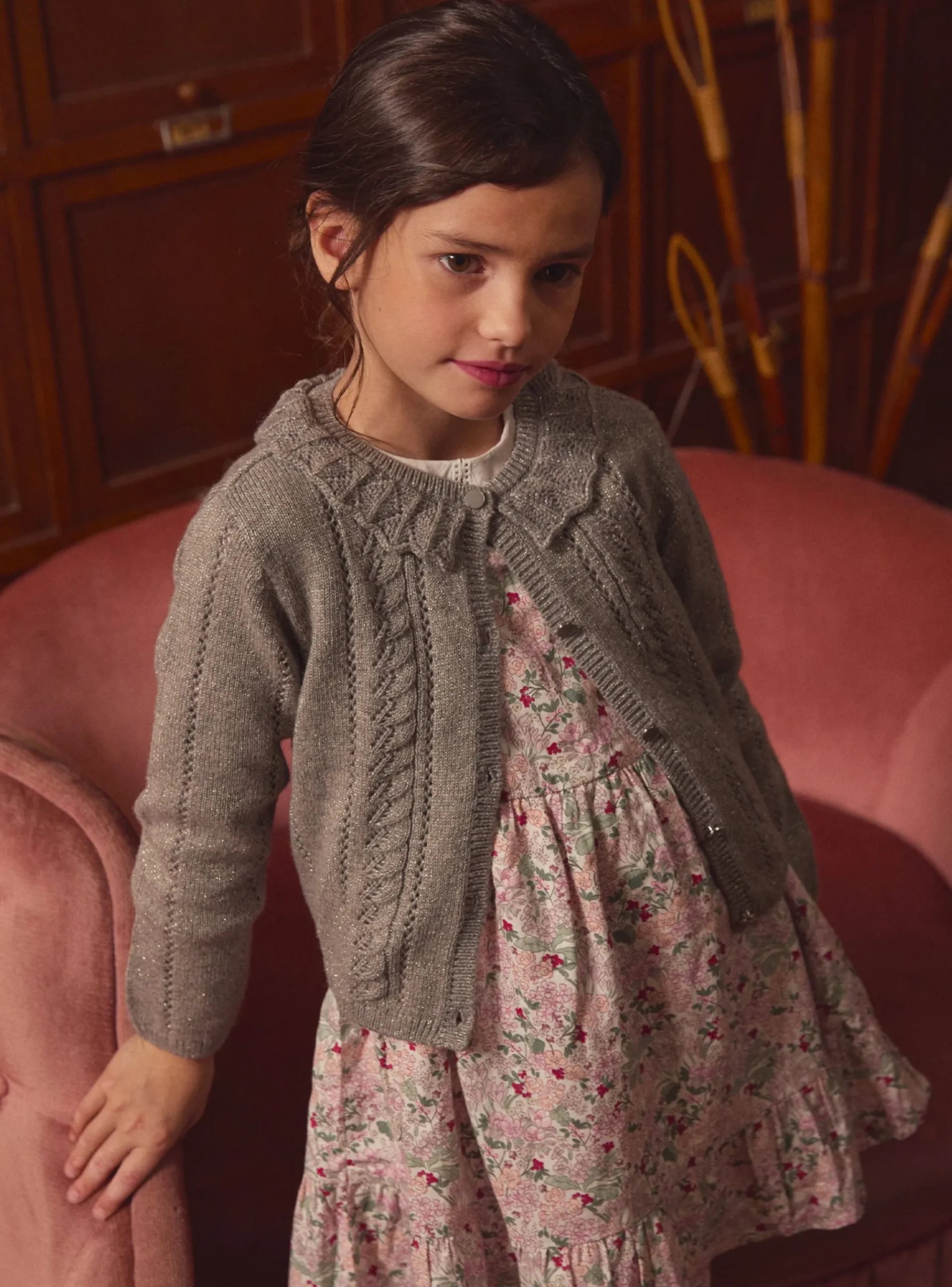 Sergent Major Pull, Gilet & Cardigan-Gilet argenté ajouré