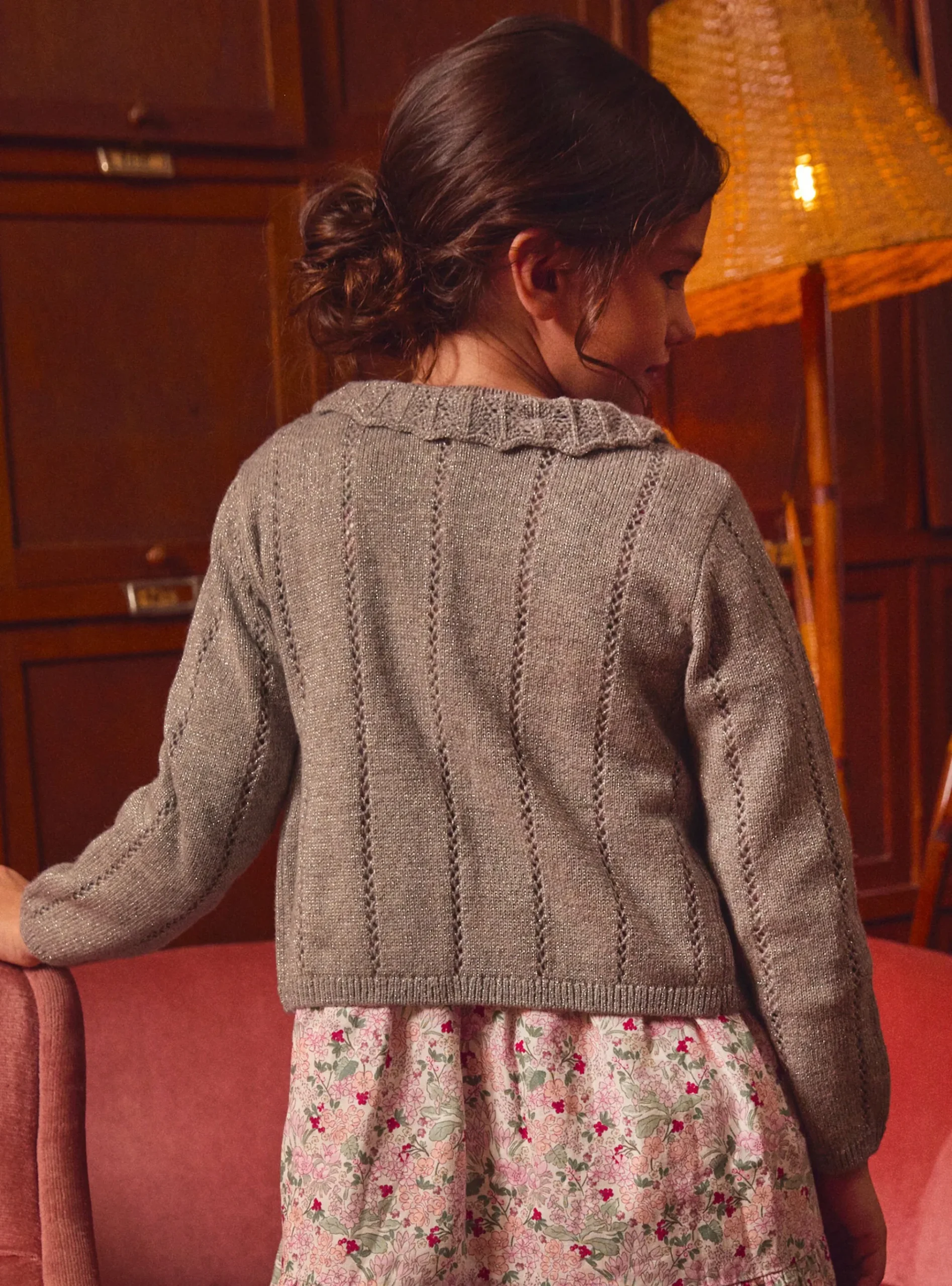 Sergent Major Pull, Gilet & Cardigan-Gilet argenté ajouré